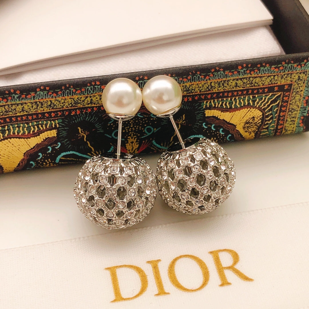 Dior Silver-Tone Openwork Orb Pearl-Look Earrings - product image 7
