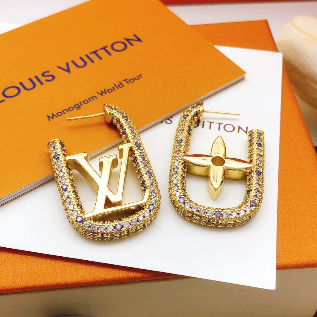 Louis Vuitton Gold-Tone Multicolor Crystal Accent Earrings - album image 3