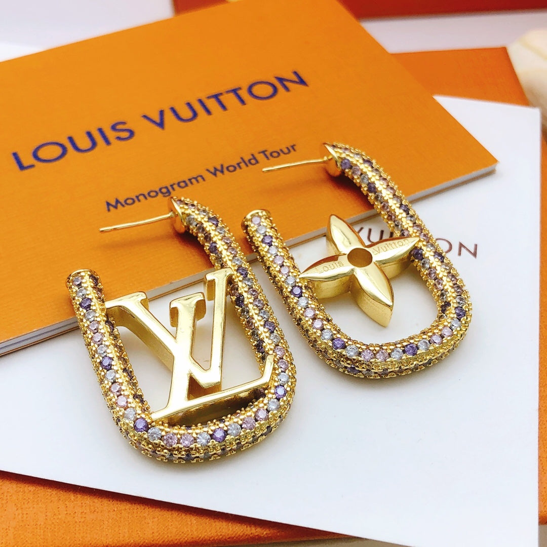 Louis Vuitton Gold-Tone Multicolor Crystal Accent Earrings - album image 2