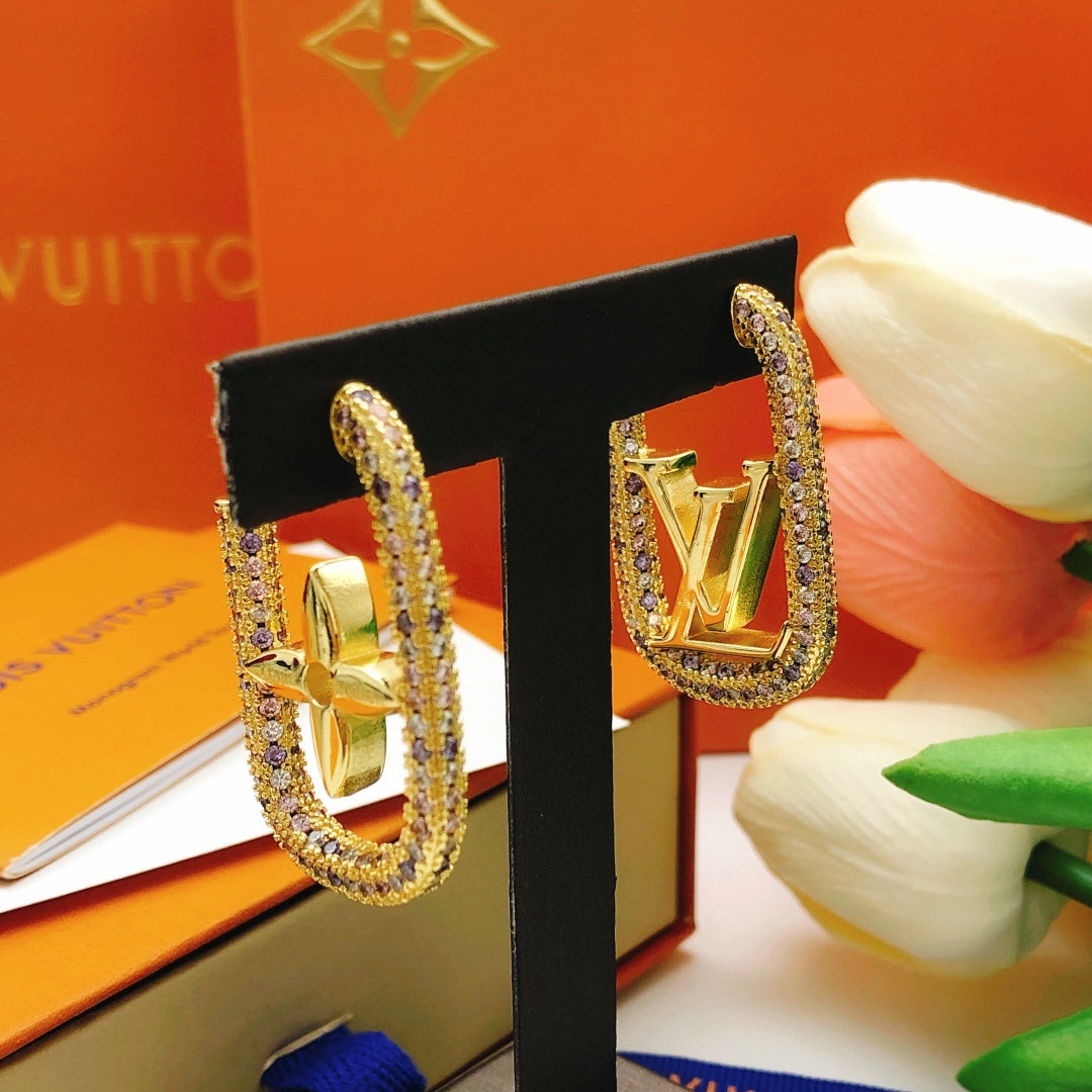 Louis Vuitton Gold-Tone Multicolor Crystal Accent Earrings - album image 4