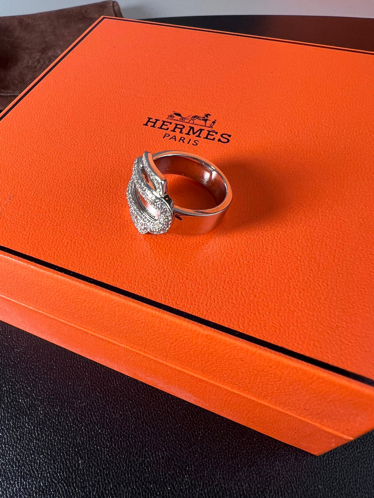 Hermès Silver-Tone Crystal Anchor-Link Ring - album image 4