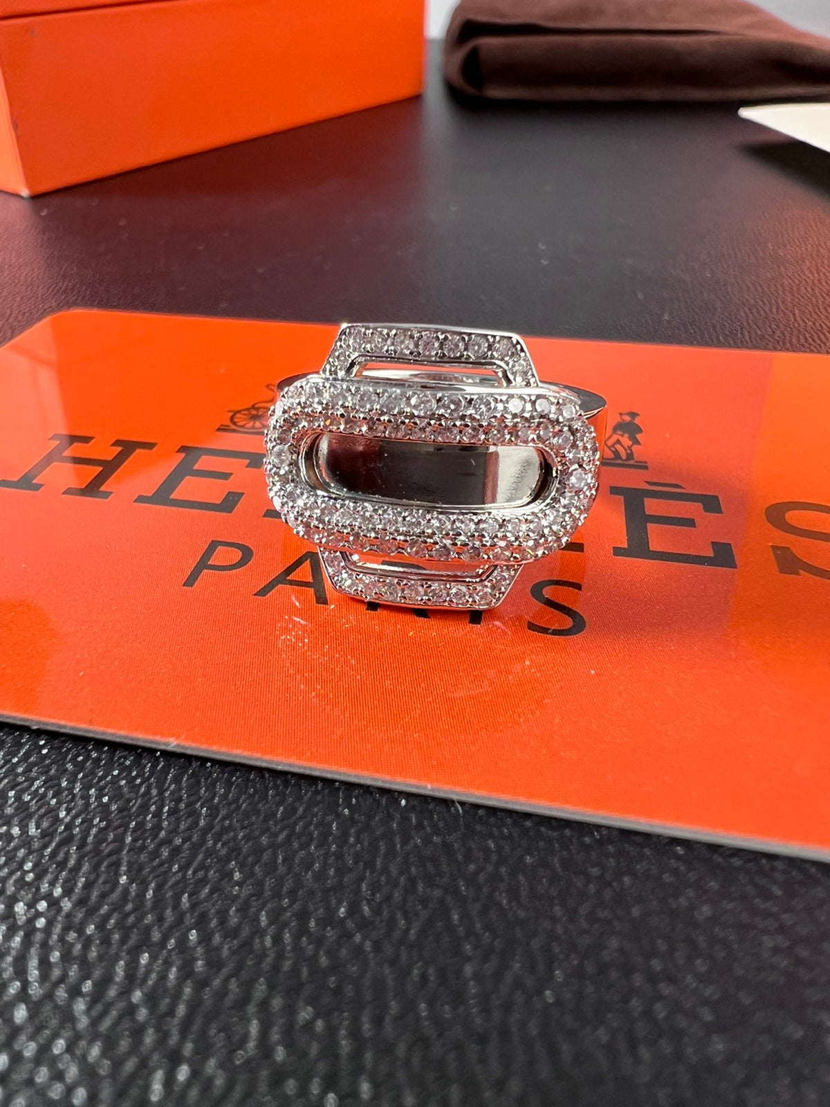 Hermès Silver-Tone Crystal Anchor-Link Ring - album image 3