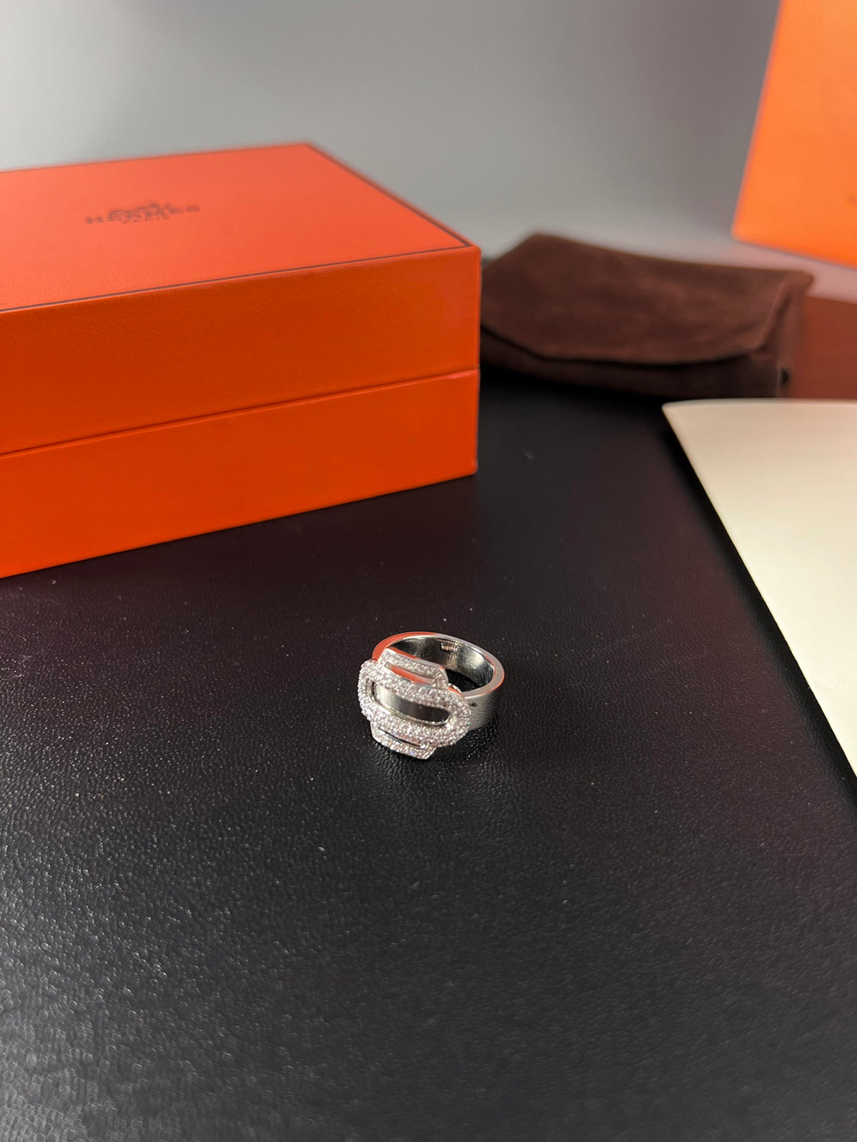 Hermès Silver-Tone Crystal Anchor-Link Ring - album image 5