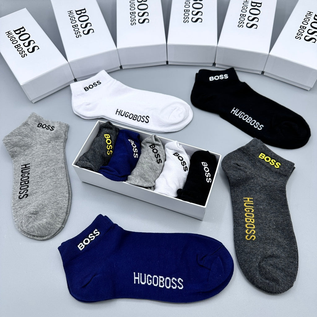 BOSS Side Wordmark Ankle Socks with Contrasting Lettering - image 5