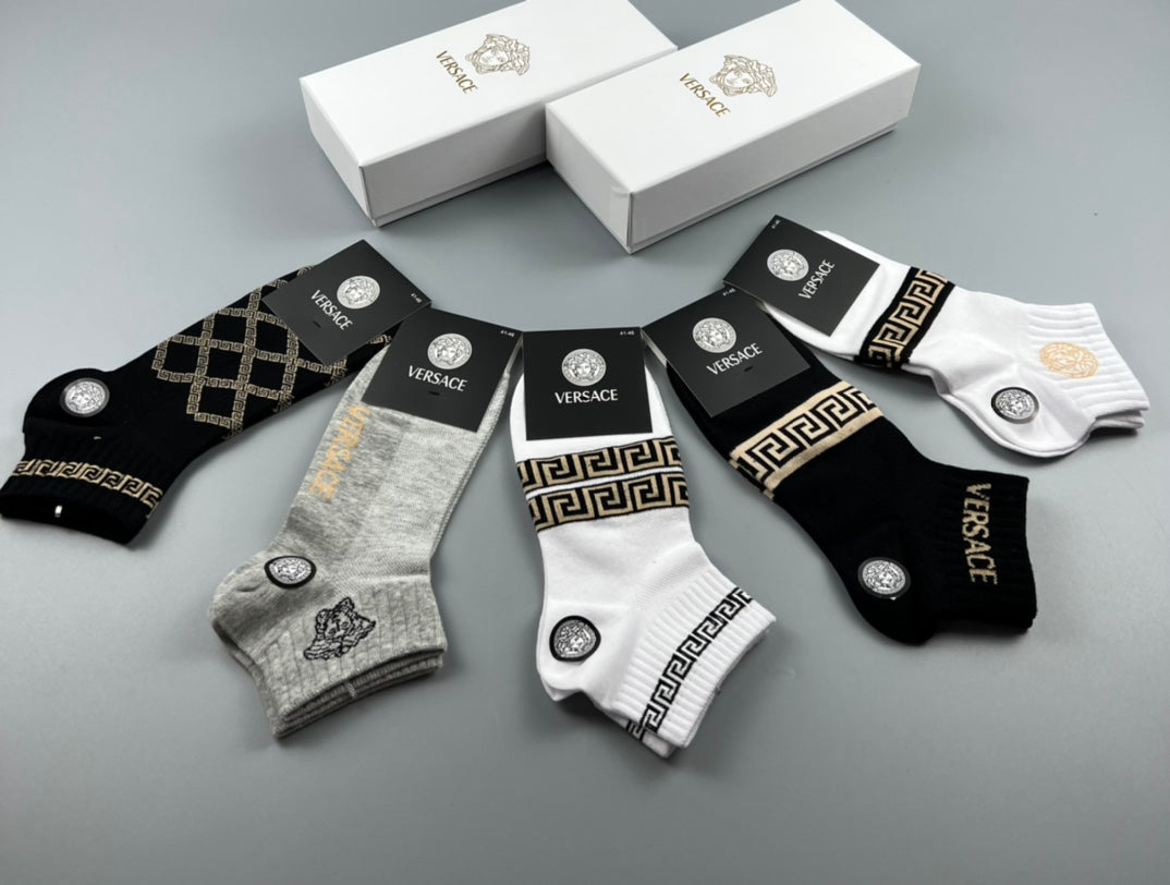 Versace greek key pattern mix ankle socks - view 3