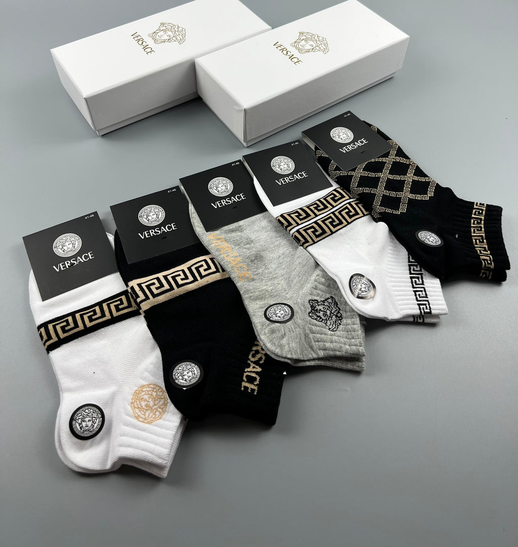 Versace greek key pattern mix ankle socks - view 9