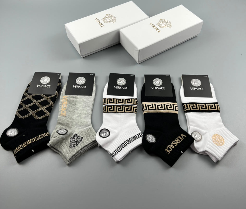 Versace greek key pattern mix ankle socks - view 1