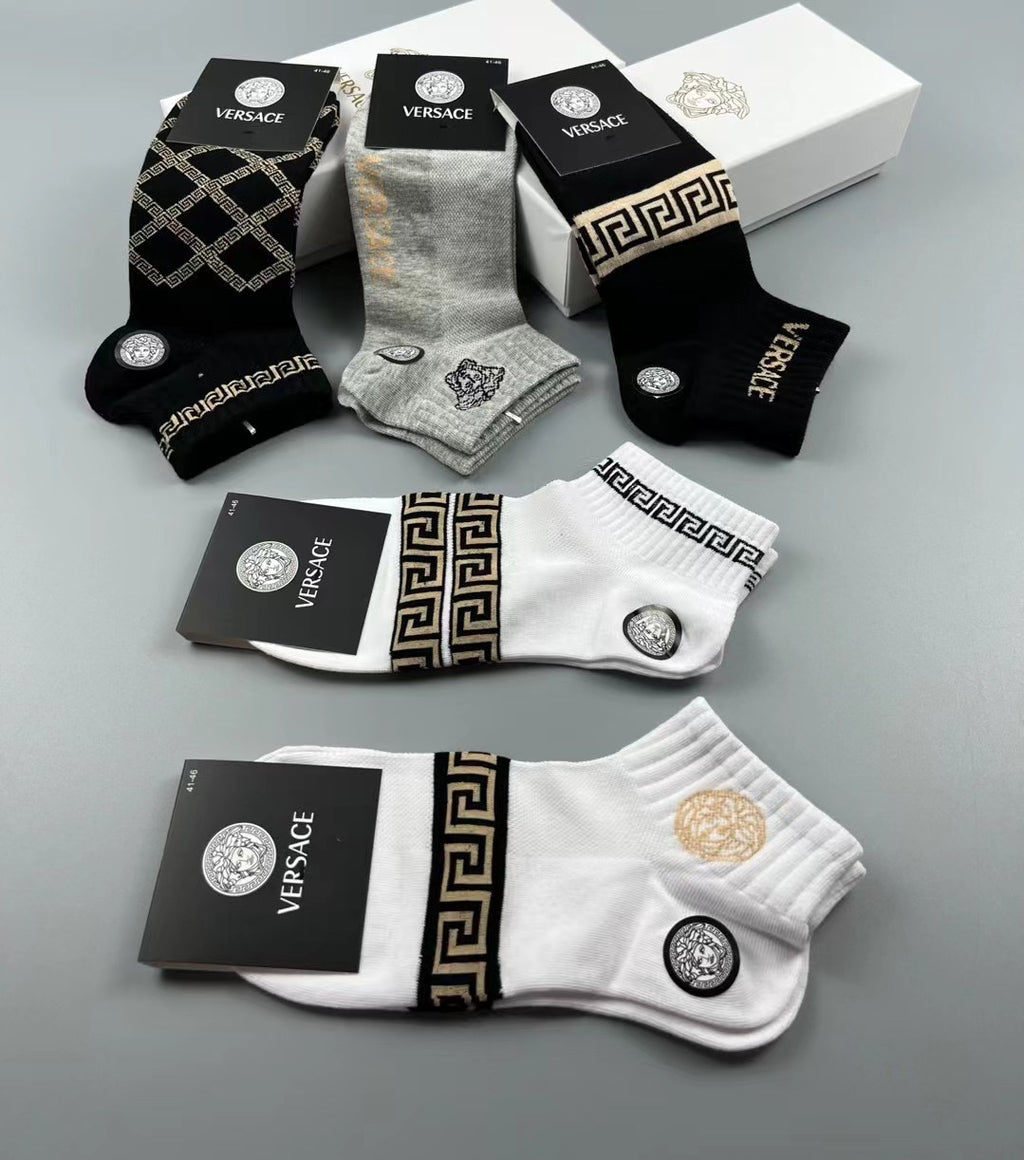 Versace greek key pattern mix ankle socks - view 13