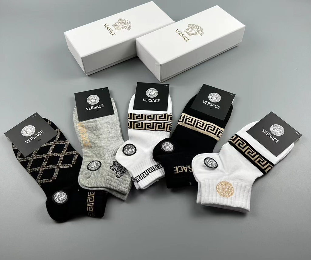 Versace greek key pattern mix ankle socks - view 11