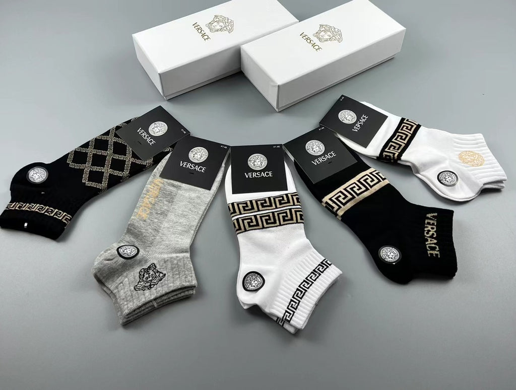 Versace greek key pattern mix ankle socks - view 12