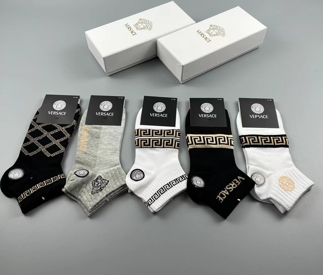 Versace greek key pattern mix ankle socks - view 10