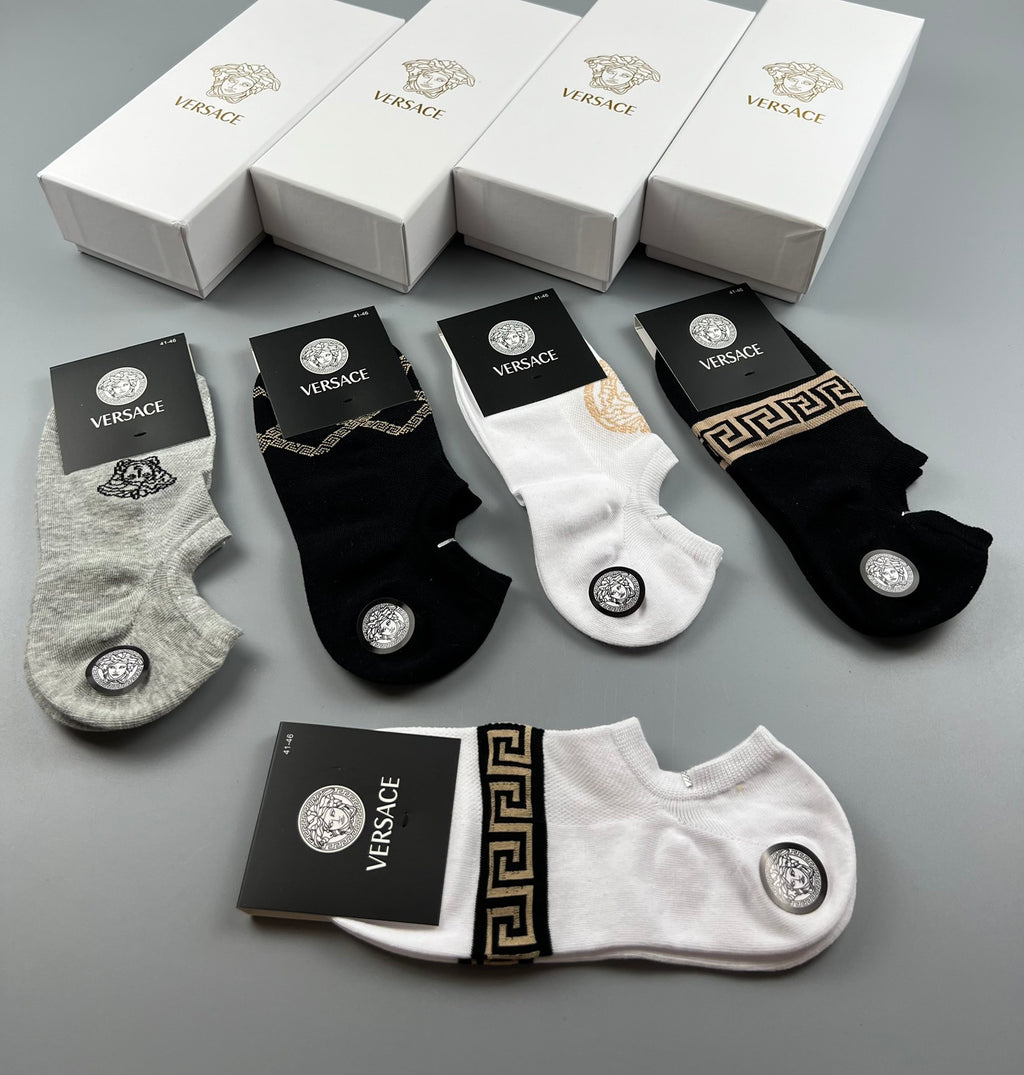 Versace geometric cuff emblems ankle socks - view 6