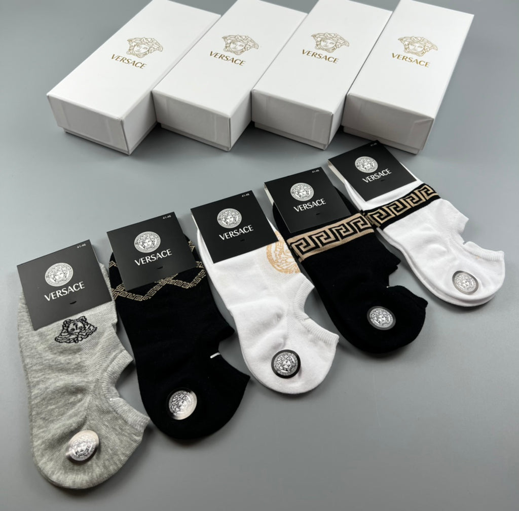 Versace geometric cuff emblems ankle socks - view 9