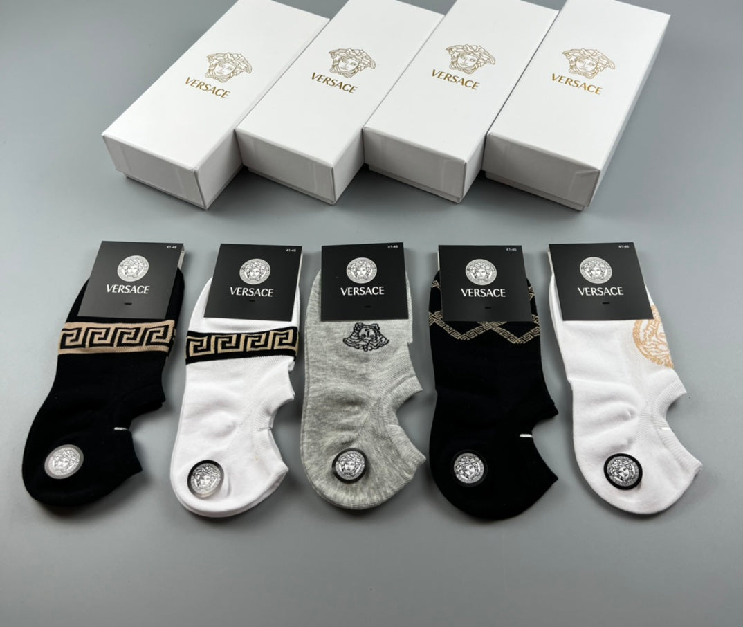 Versace geometric cuff emblems ankle socks - view 1