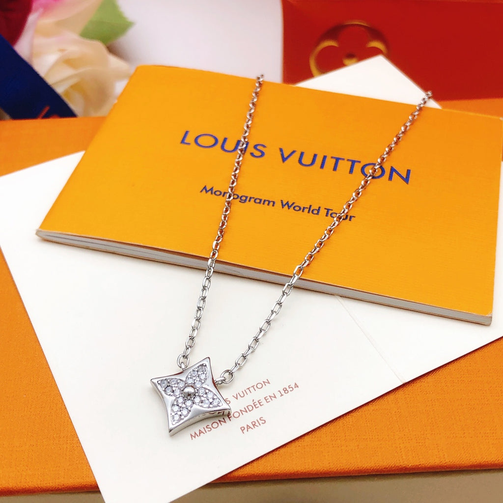 Louis Vuitton Silver-Tone Monogram Diamond-Shape Necklace - album image 1