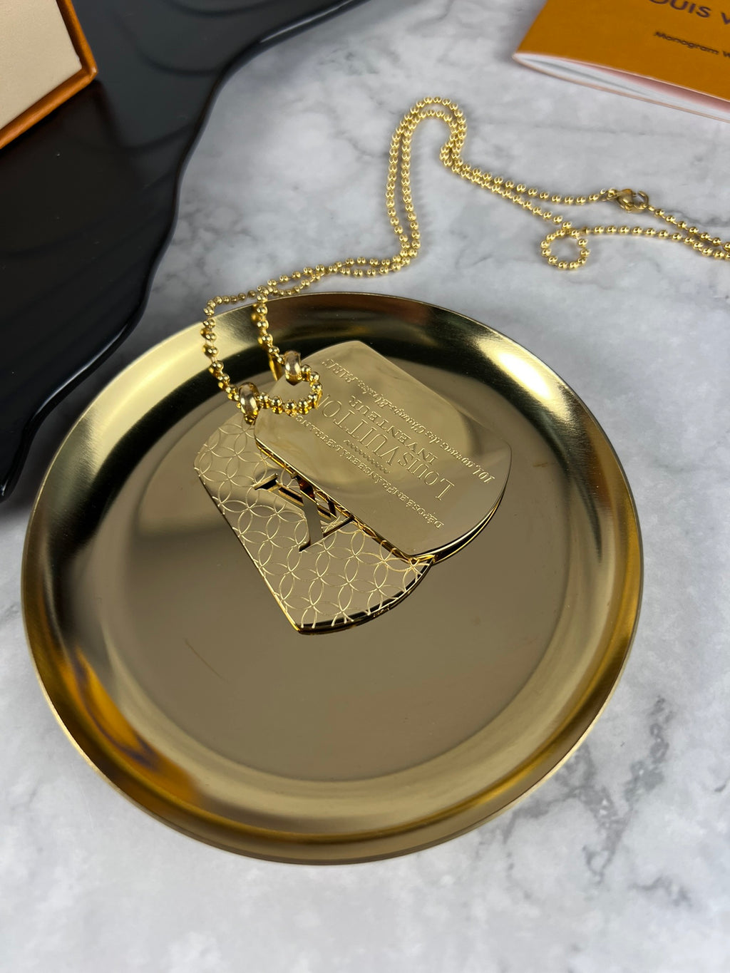 Louis Vuitton Gold-Tone Monogram Dog Tag Necklace - album image 5