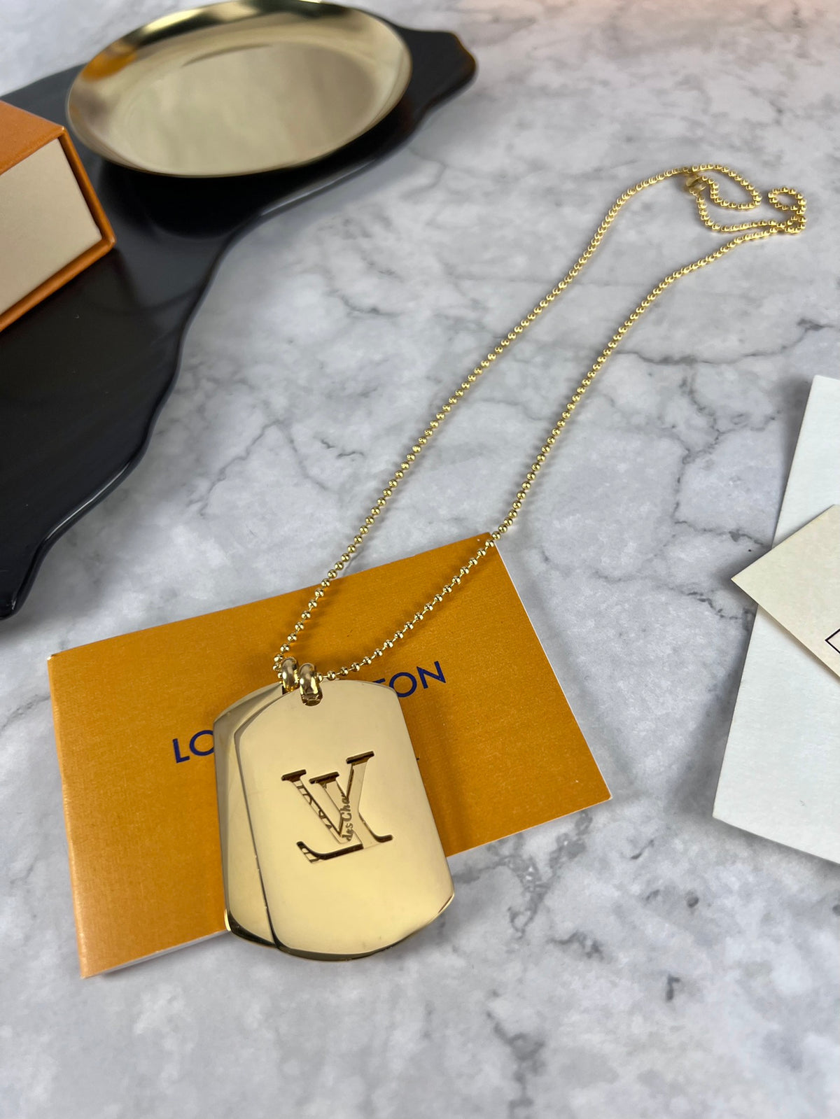 Louis Vuitton Gold-Tone Monogram Dog Tag Necklace - album image 6