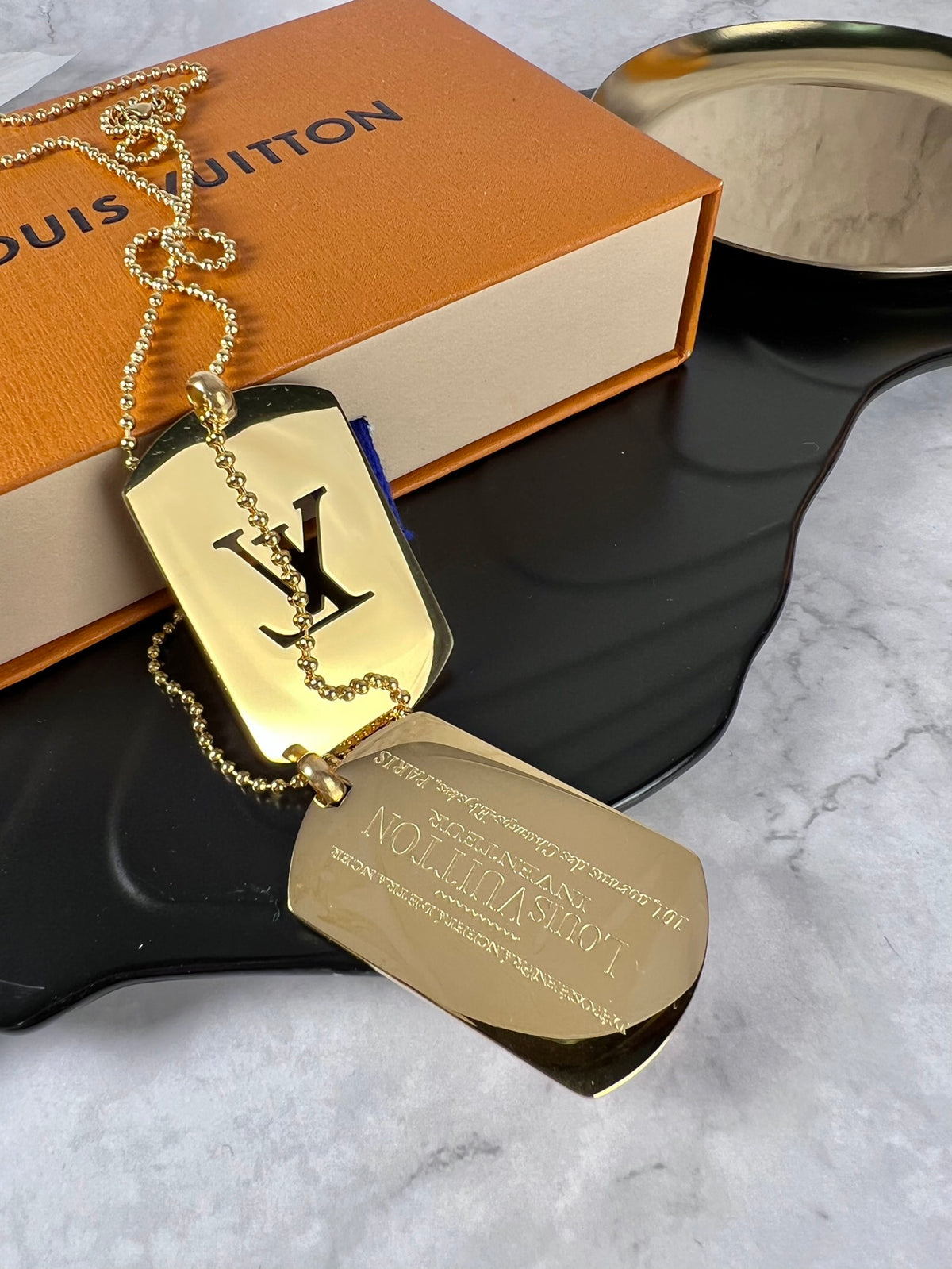 Louis Vuitton Gold-Tone Monogram Dog Tag Necklace - album image 4