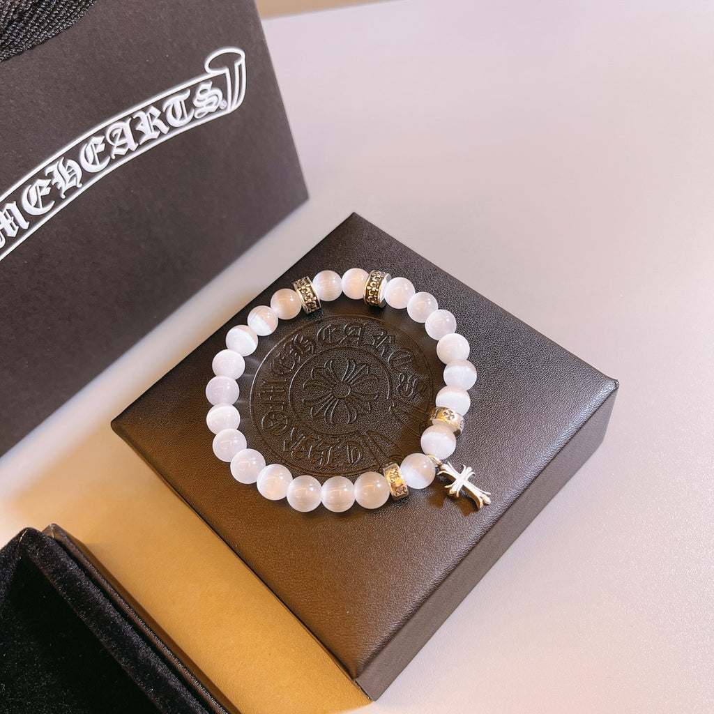 Chrome Hearts White Bead Cross Drop Bracelet - album image 6