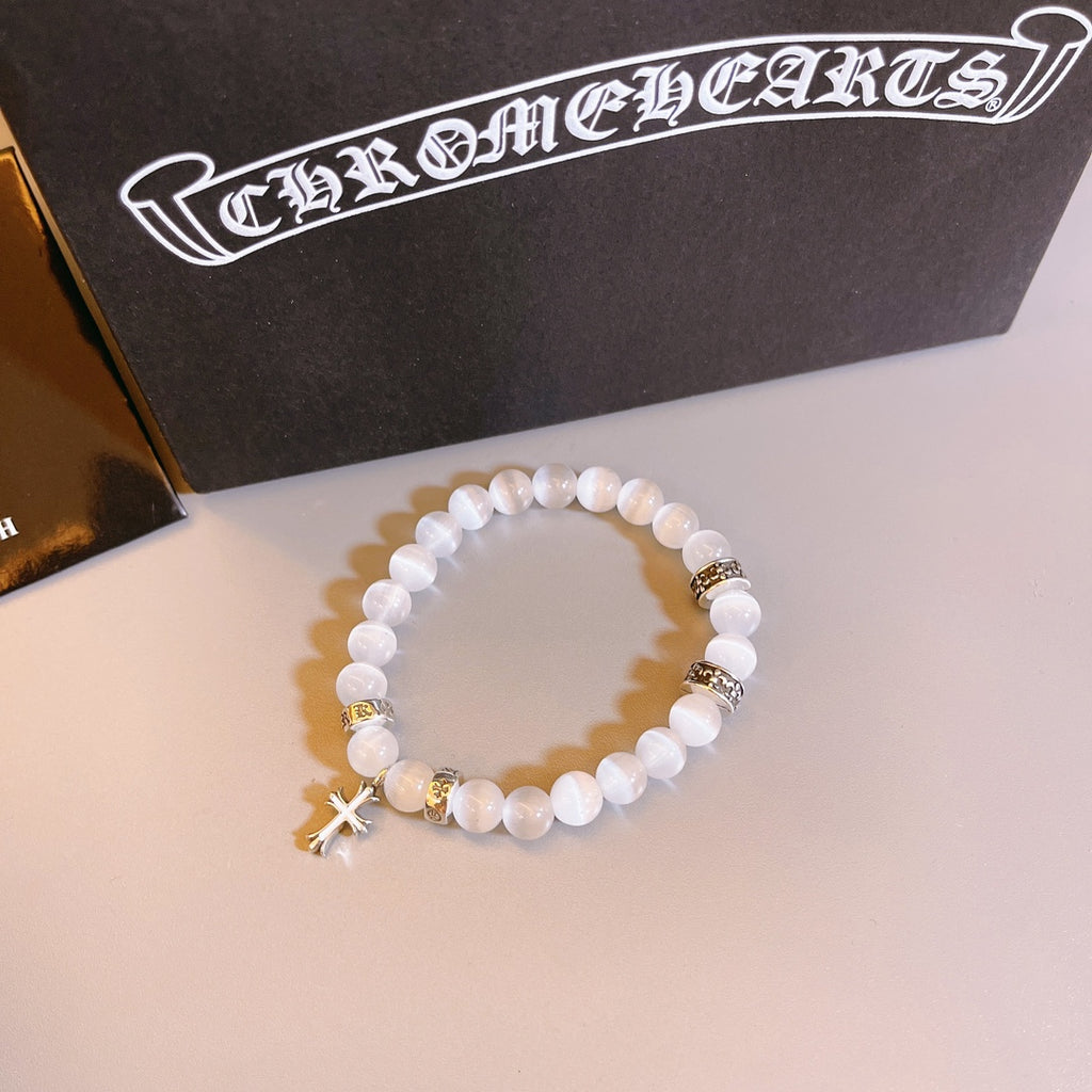 Chrome Hearts White Bead Cross Drop Bracelet - album image 4