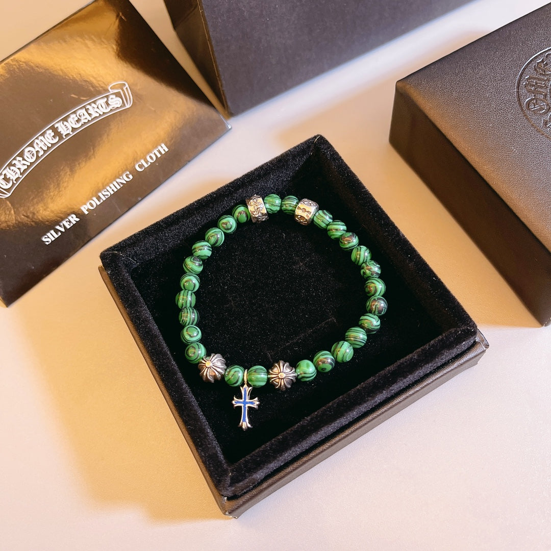 Chrome Hearts Green Bead Cross Charm Bracelet - album image 4