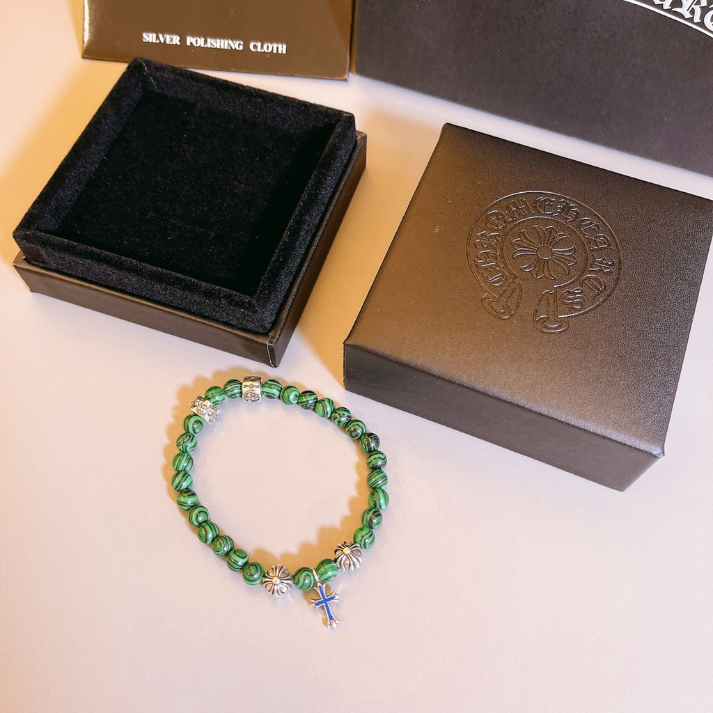 Chrome Hearts Green Bead Cross Charm Bracelet - album image 2