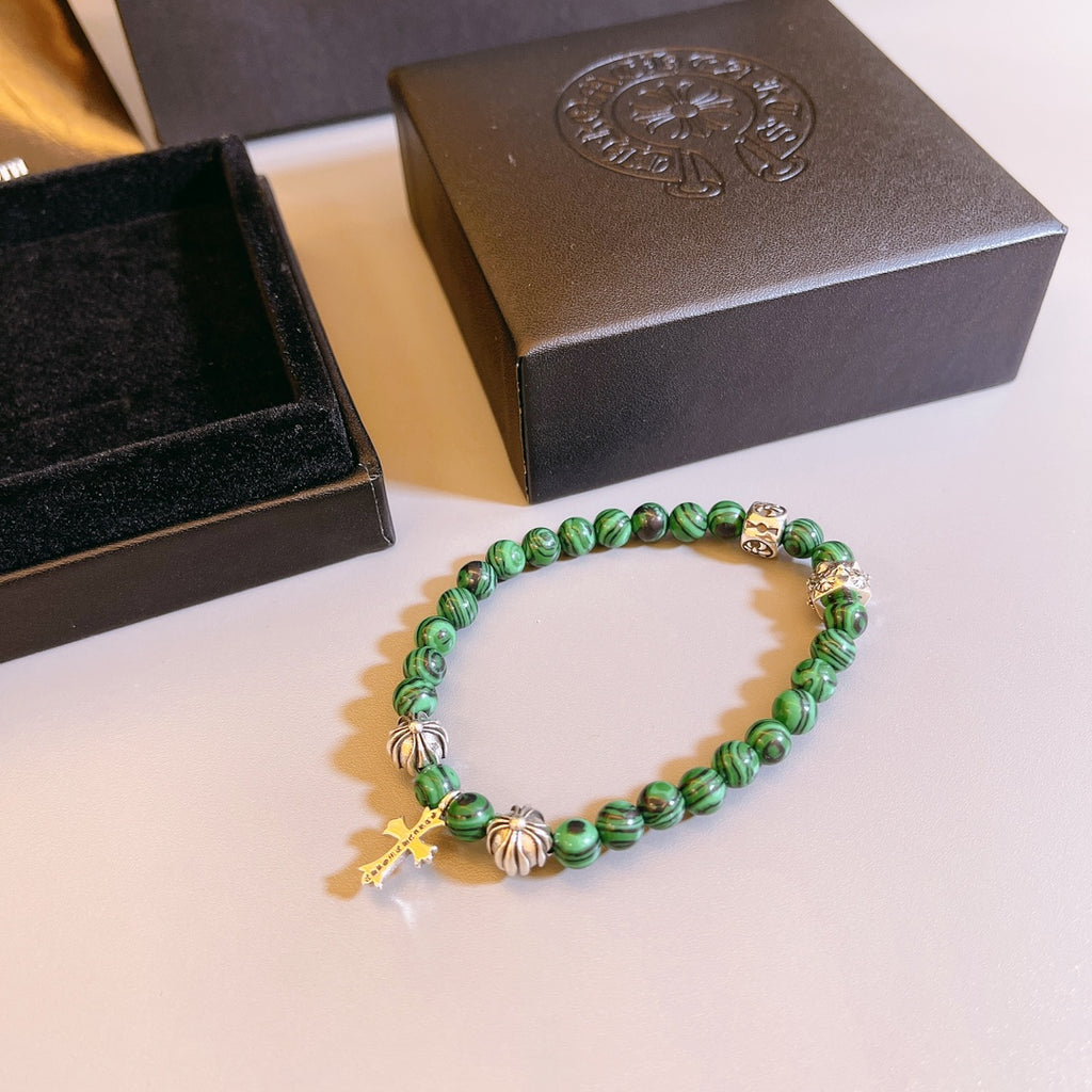 Chrome Hearts Green Bead Cross Charm Bracelet - album image 3