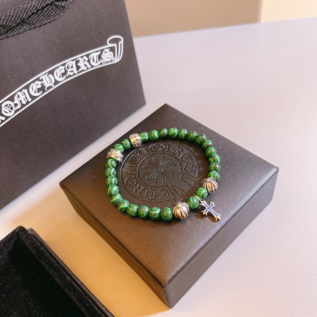 Chrome Hearts Green Bead Cross Charm Bracelet - album image 6