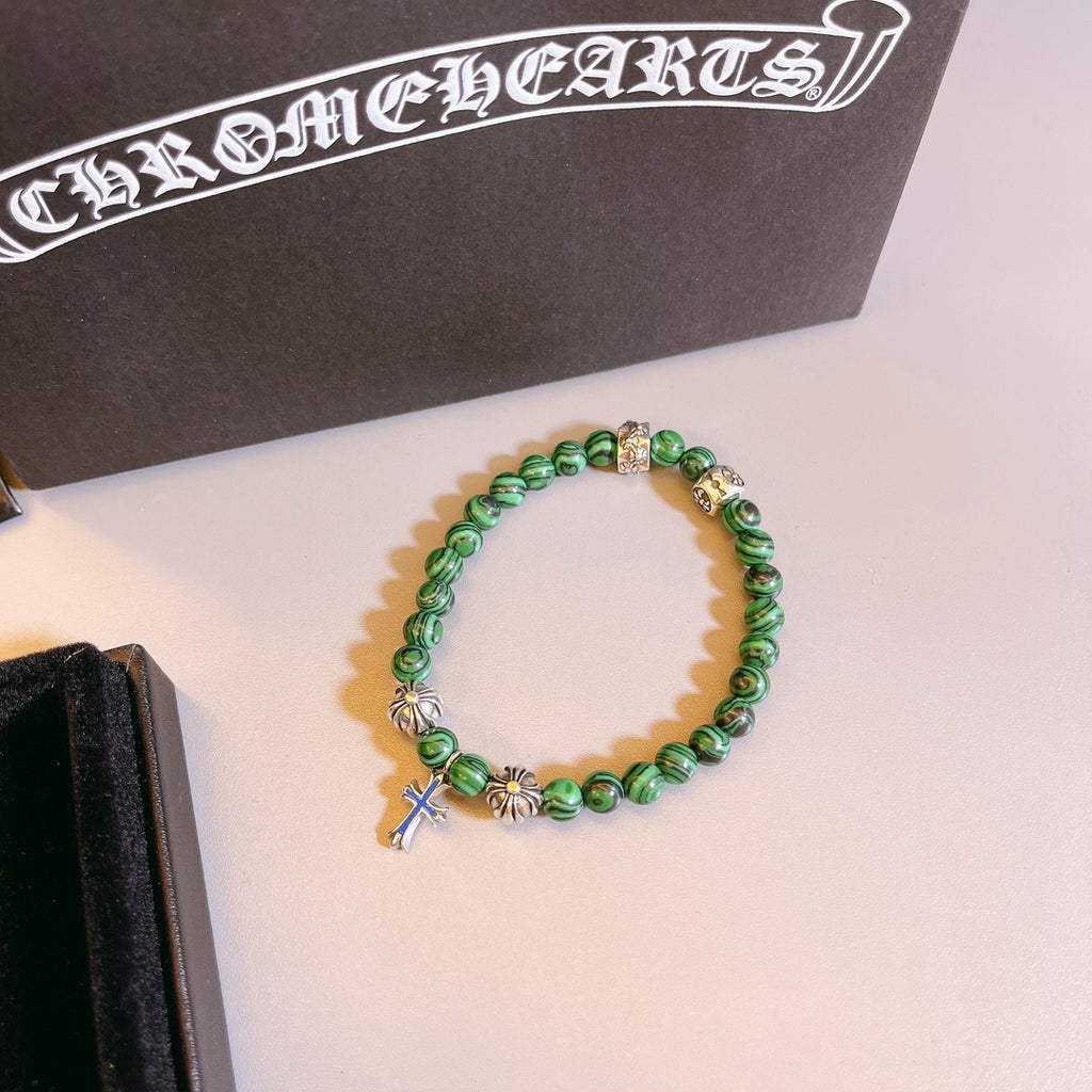 Chrome Hearts Green Bead Cross Charm Bracelet - album image 7