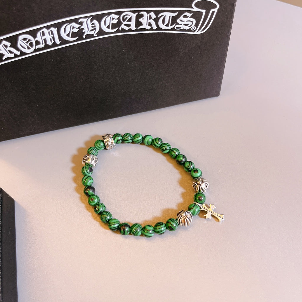 Chrome Hearts Green Bead Cross Charm Bracelet - album image 5