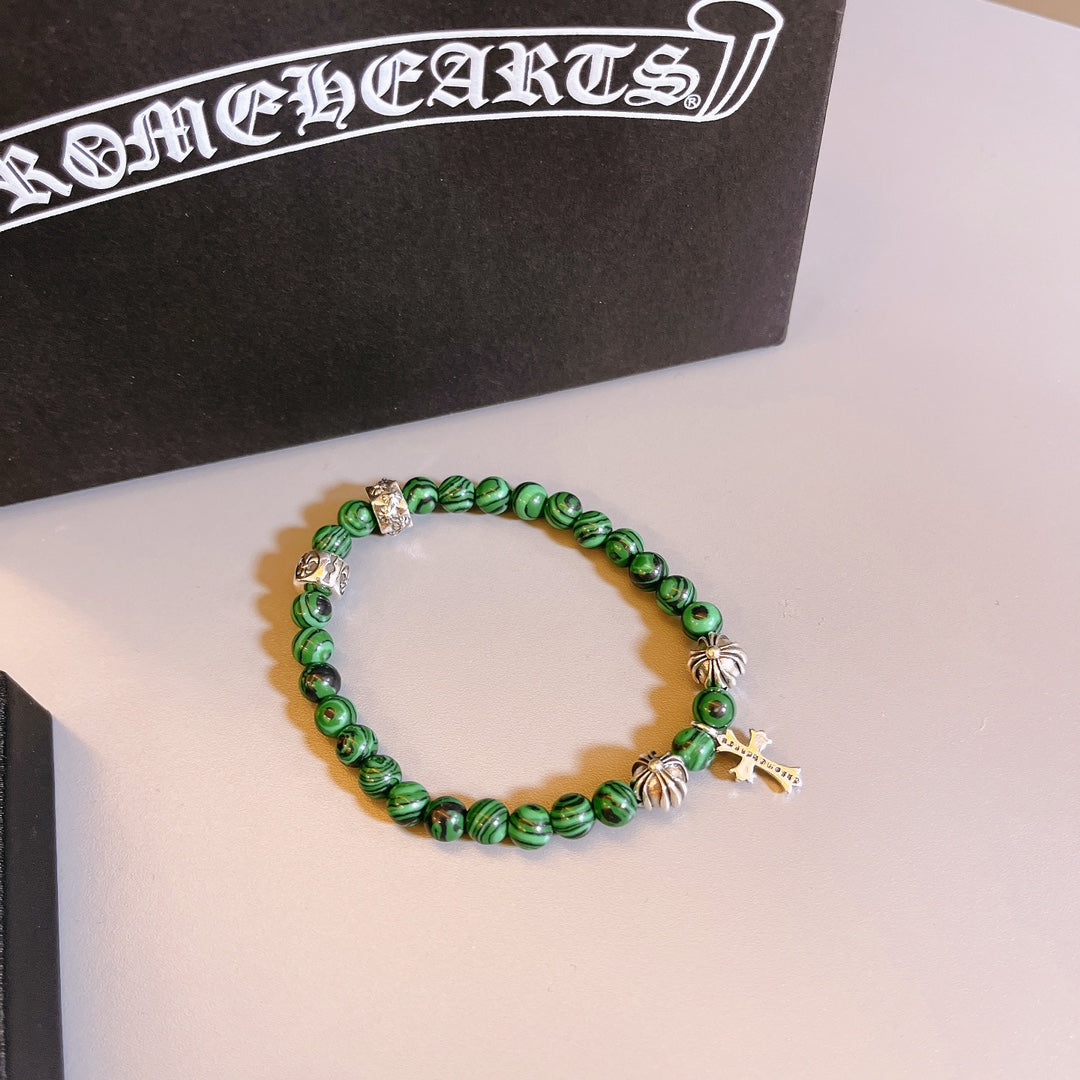 Chrome Hearts Green Bead Cross Charm Bracelet - album image 5