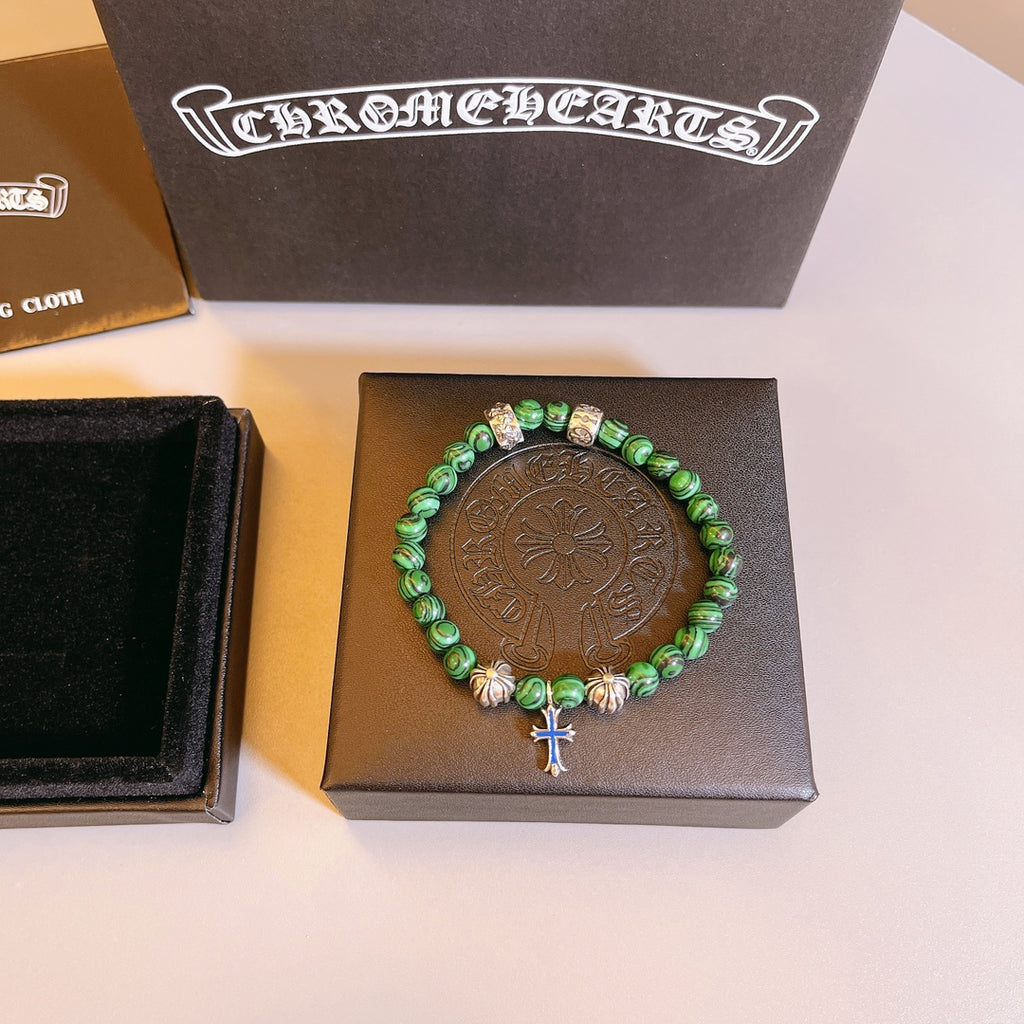 Chrome Hearts Green Bead Cross Charm Bracelet - album image 1