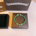 Chrome Hearts Green Bead Cross Charm Bracelet - album image 1