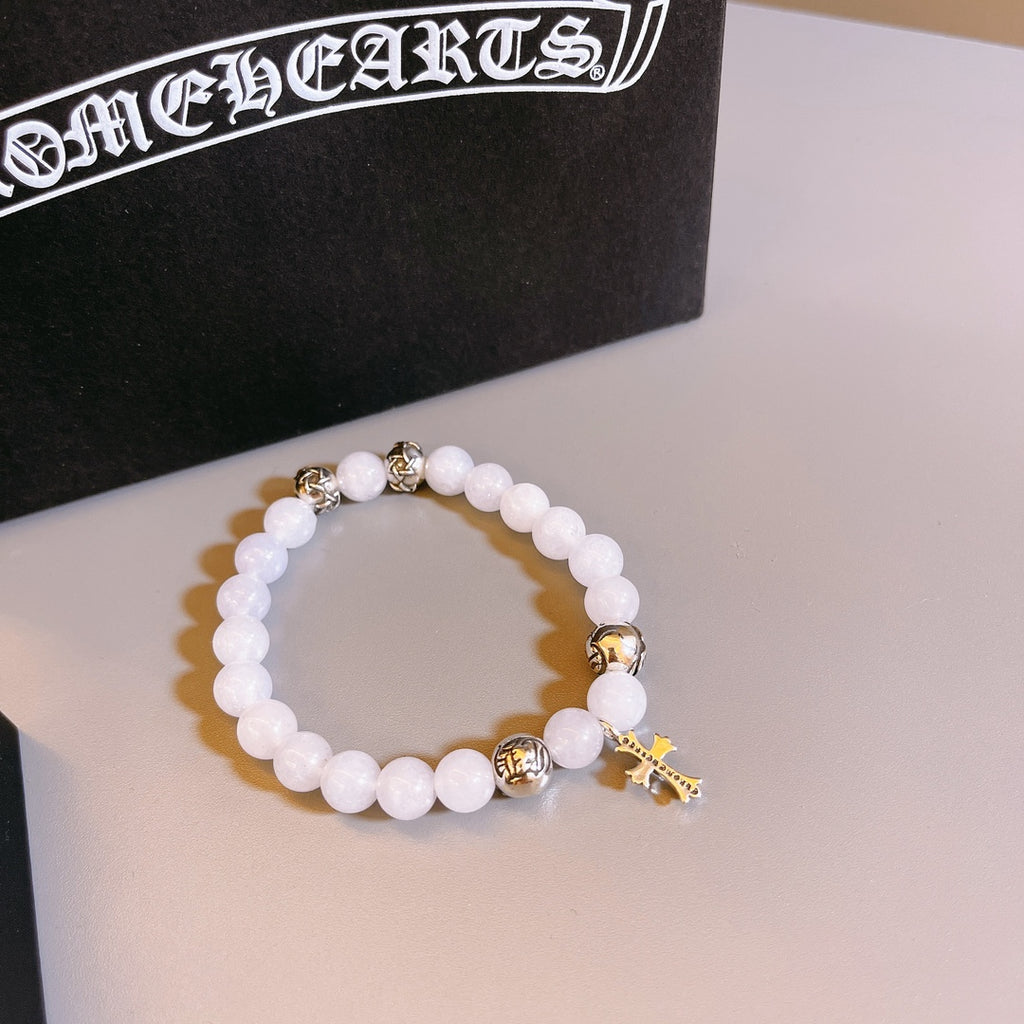 Chrome Hearts White Bead Small Metallic Detail Bracelet - album image 5