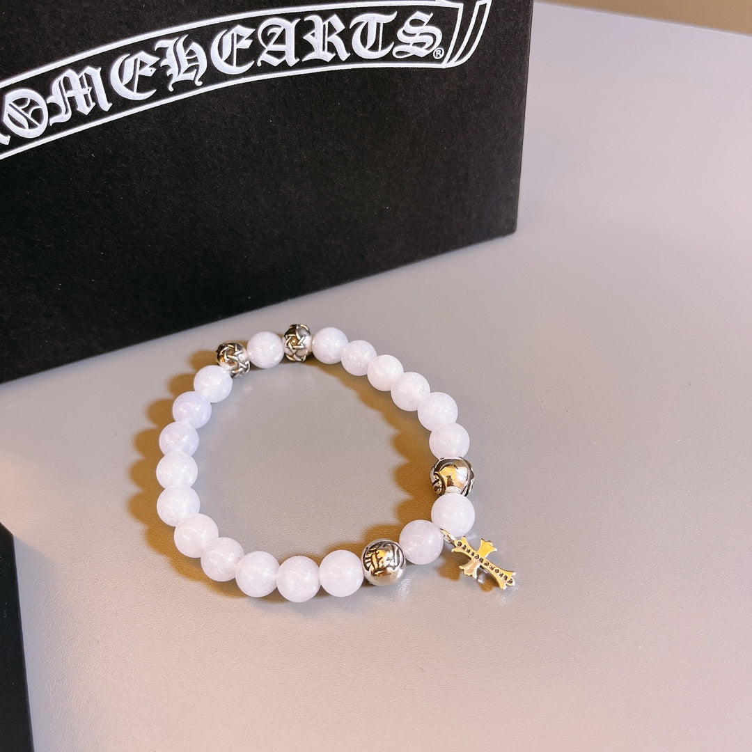 Chrome Hearts White Bead Small Metallic Detail Bracelet - album image 5