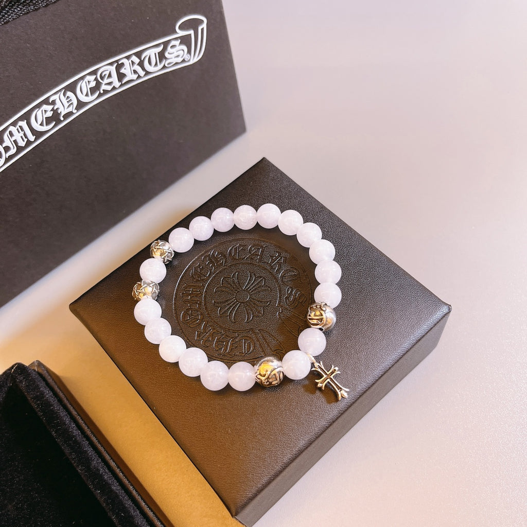 Chrome Hearts White Bead Small Metallic Detail Bracelet - album image 8