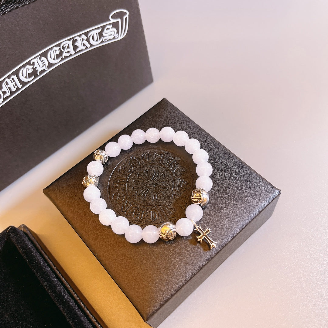 Chrome Hearts White Bead Small Metallic Detail Bracelet - album image 8