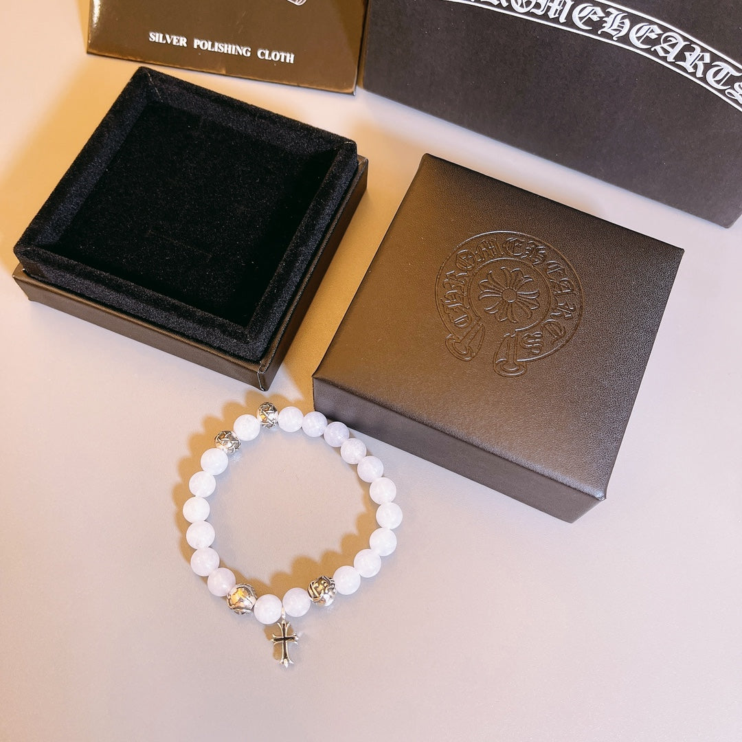 Chrome Hearts White Bead Small Metallic Detail Bracelet - album image 6