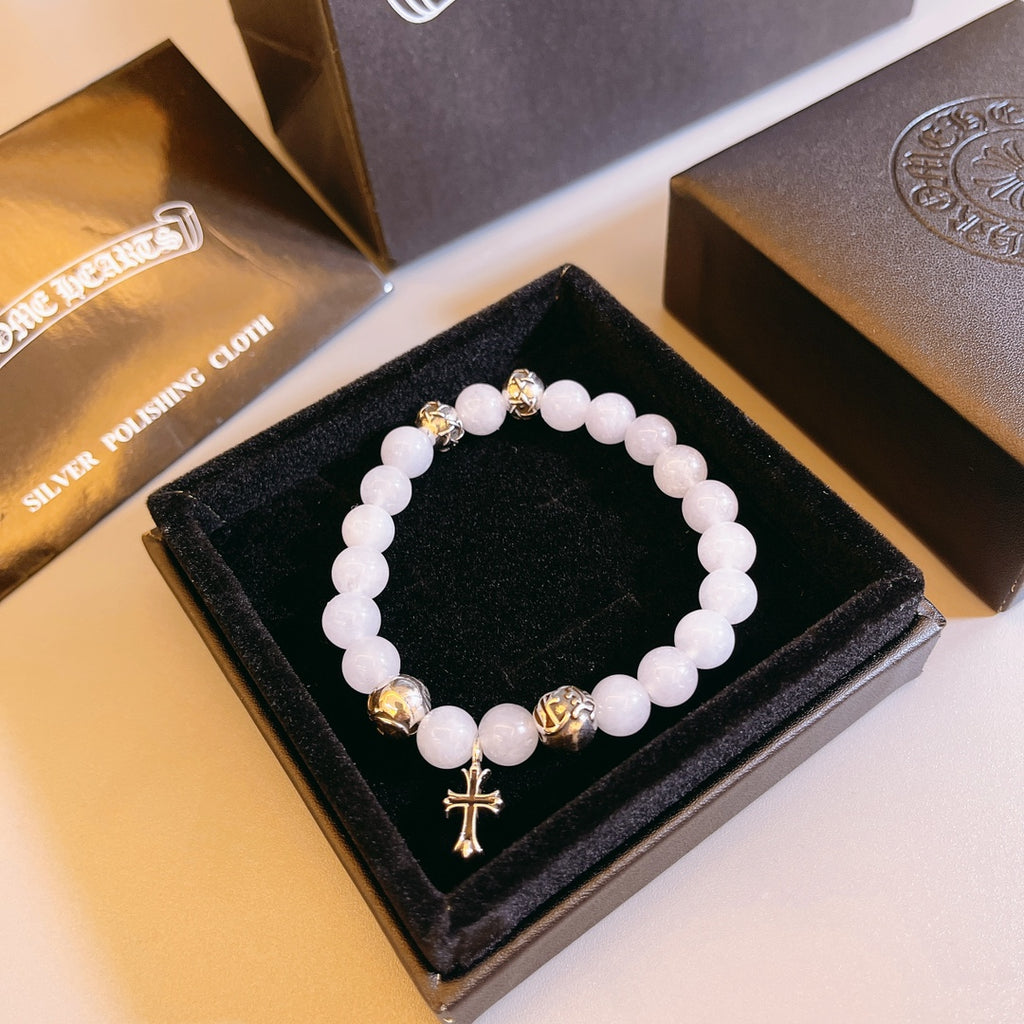 Chrome Hearts White Bead Small Metallic Detail Bracelet - album image 4