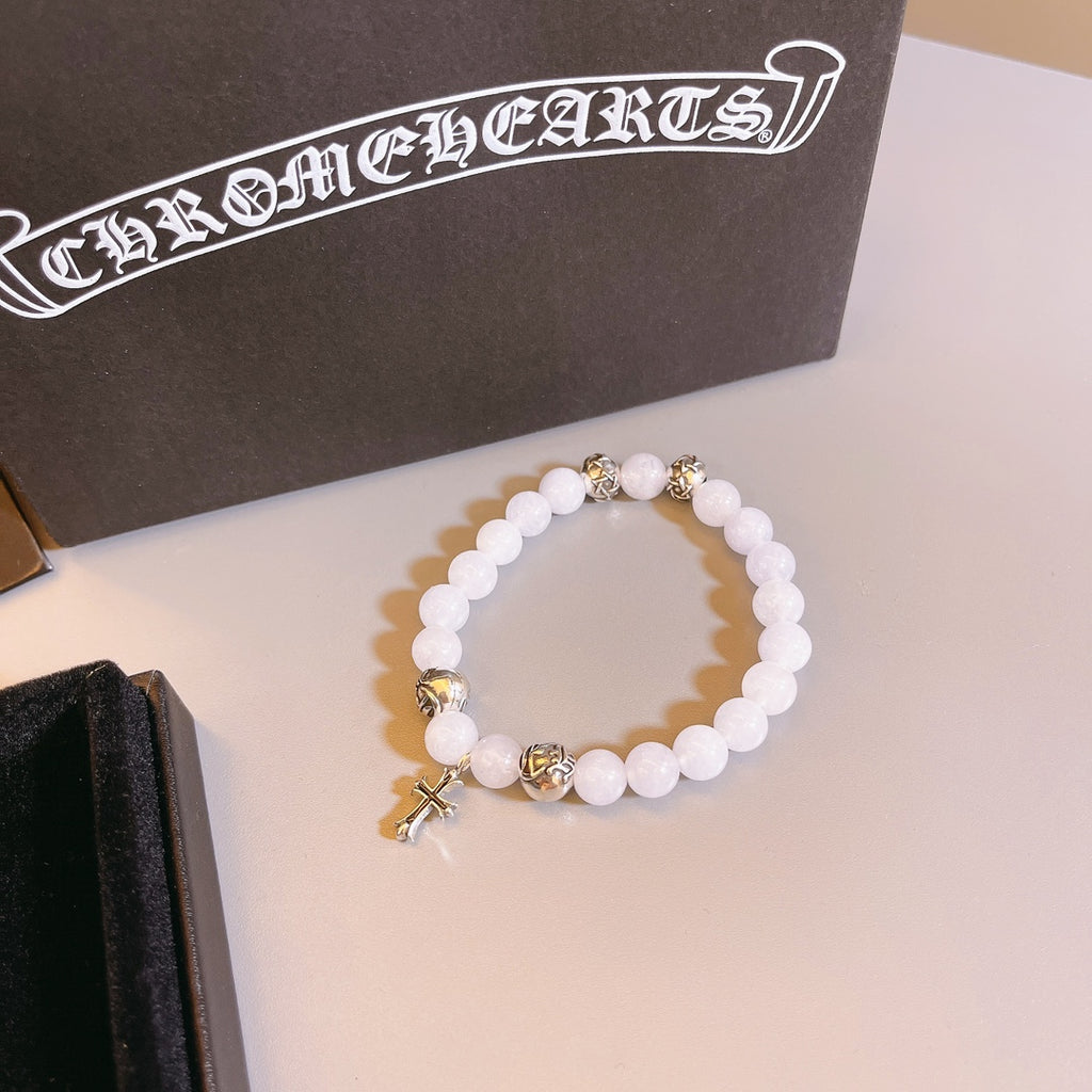 Chrome Hearts White Bead Small Metallic Detail Bracelet - album image 3
