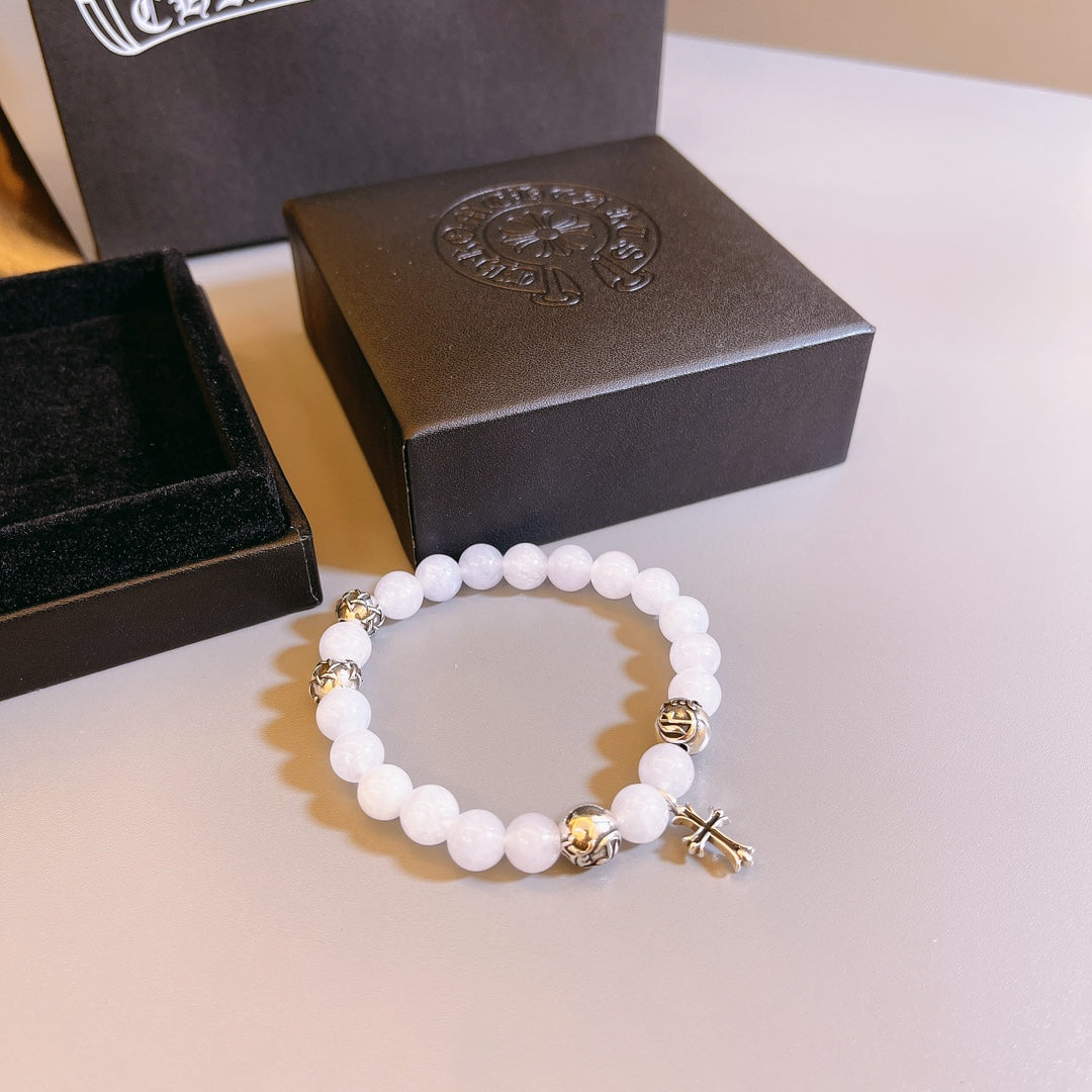 Chrome Hearts White Bead Small Metallic Detail Bracelet - album image 7