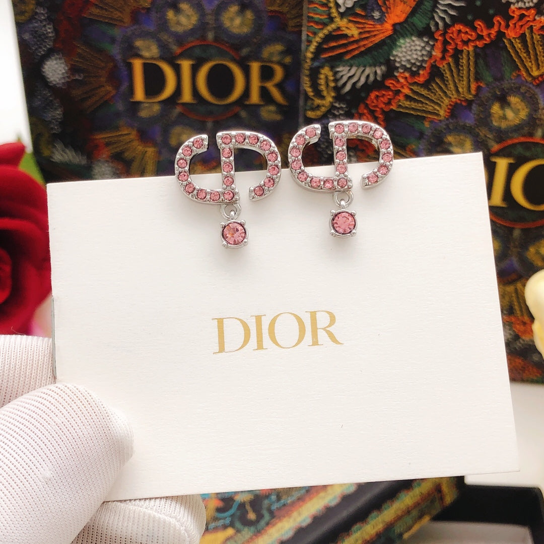 Dior Pink Crystal CD Drop Earrings - product image 8