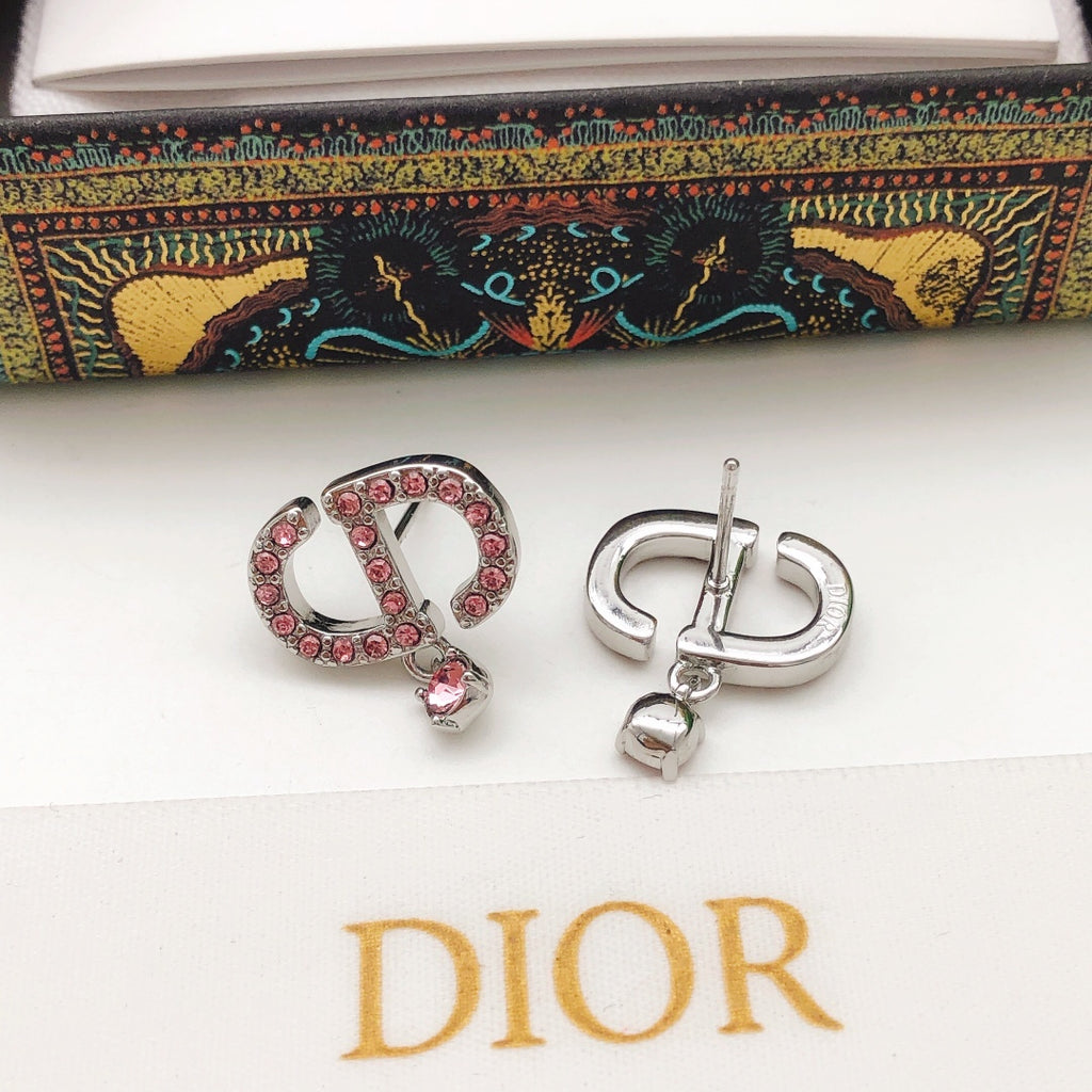 Dior Pink Crystal CD Drop Earrings - product image 4
