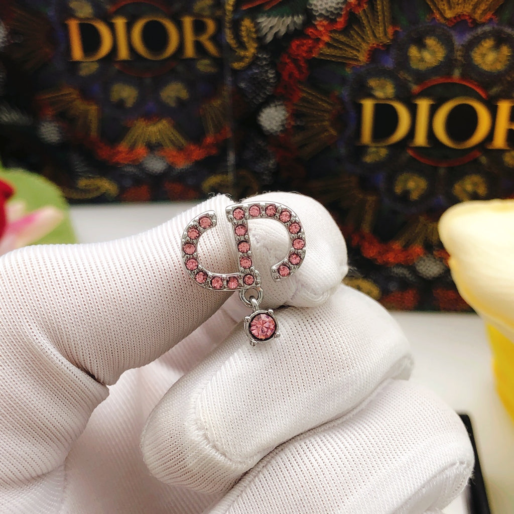 Dior Pink Crystal CD Drop Earrings - product image 7