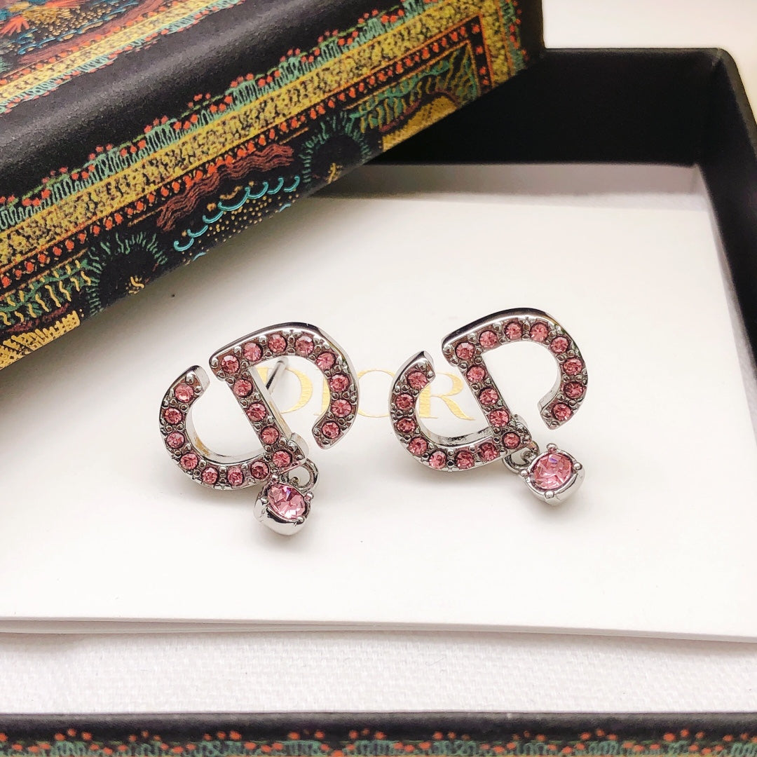 Dior Pink Crystal CD Drop Earrings - product image 5