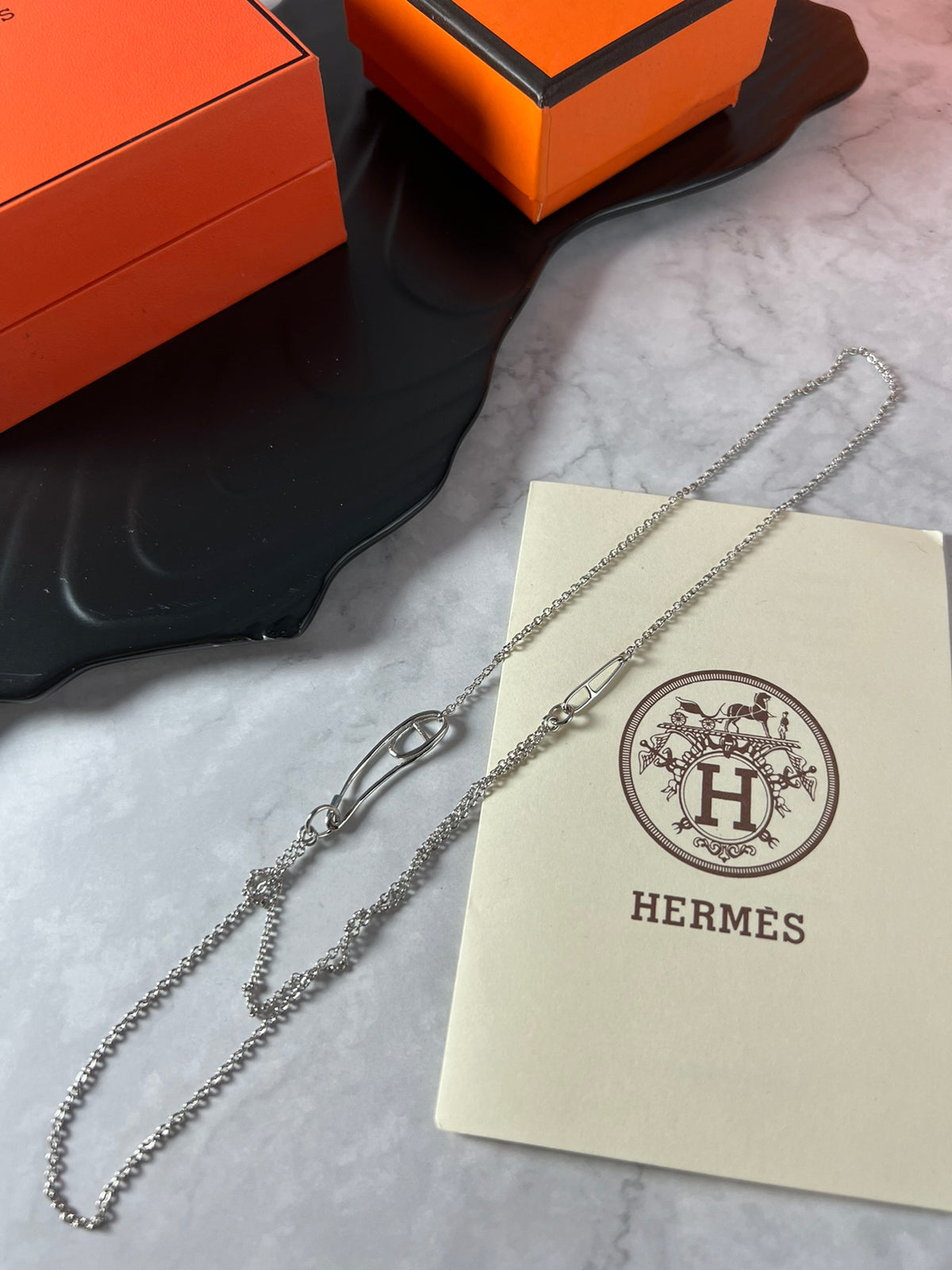 Hermès Silver-Tone Double-Chain Necklace - album image 3