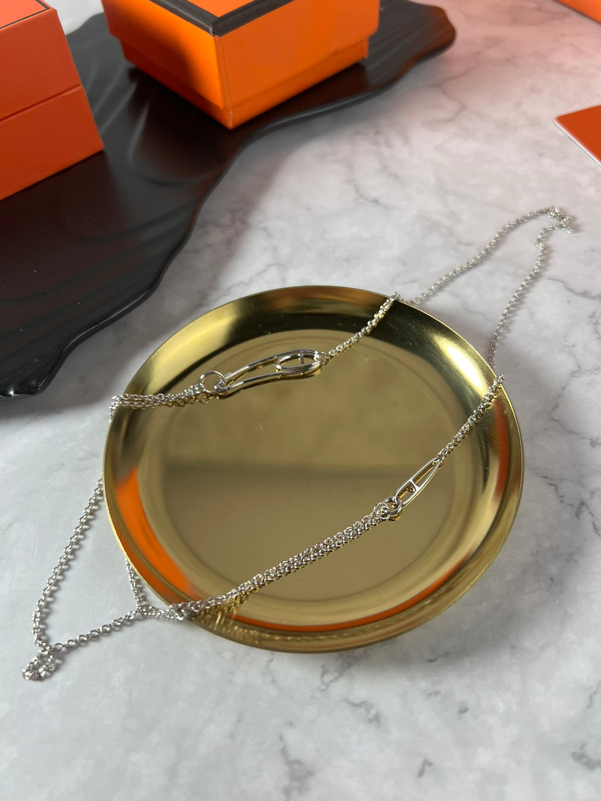 Hermès Silver-Tone Double-Chain Necklace - album image 5