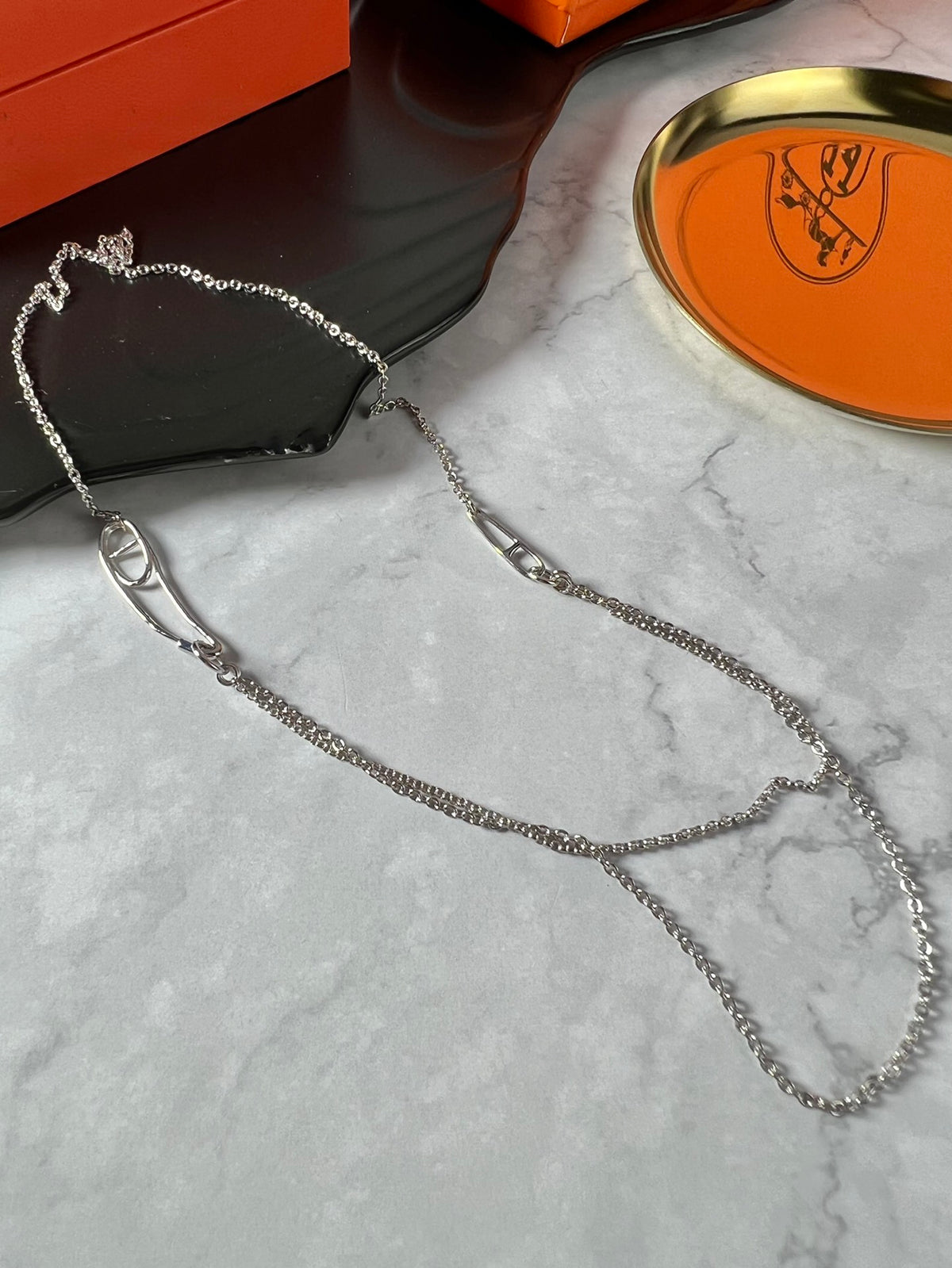 Hermès Silver-Tone Double-Chain Necklace - album image 6