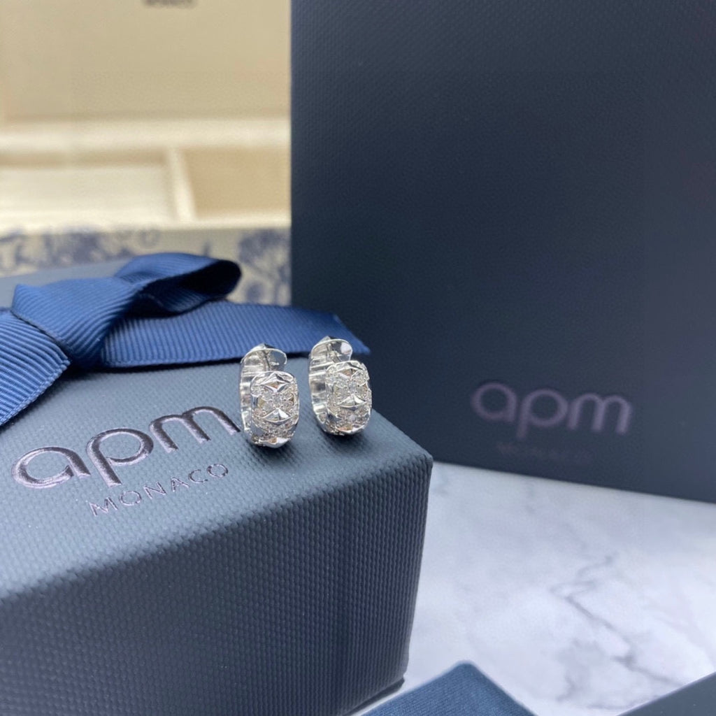APM Monaco Silver-Tone Mini Crystal Spike Hoop Earrings - album image 2