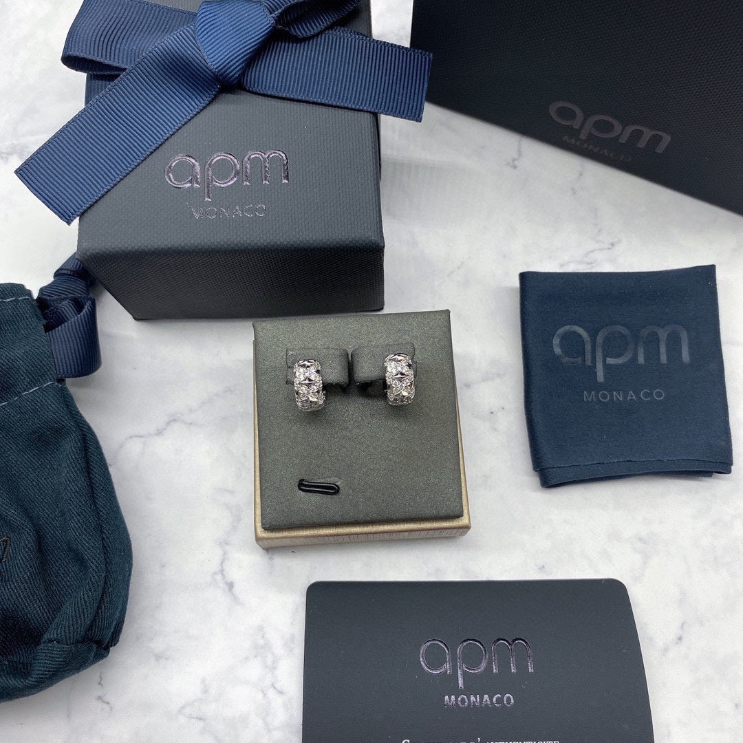 APM Monaco Silver-Tone Mini Crystal Spike Hoop Earrings - album image 7